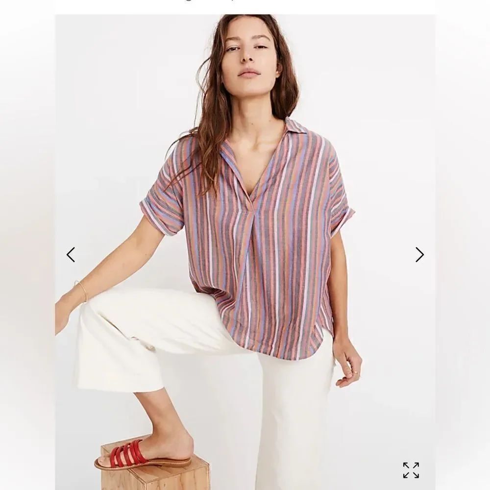 Madewell Courier Button-Back Shirt in Rainbow Stripe Size Women’s SIZE XS